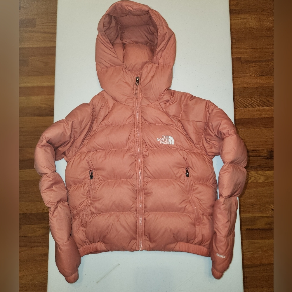 The North Face 550 Down Hooded Full Zip Jacket Pink SZ SM